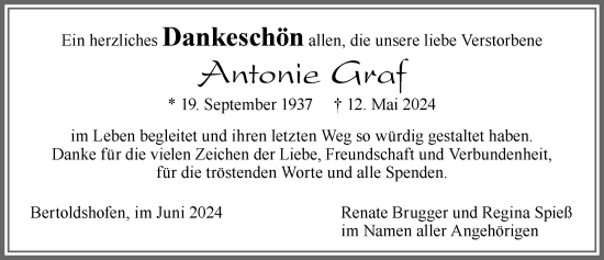 Traueranzeige von Antonie Graf von Allgäuer Zeitung, Marktoberdorf