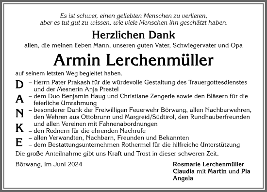 Traueranzeige von Armin Lerchenmüller von Allgäuer Zeitung,Kempten