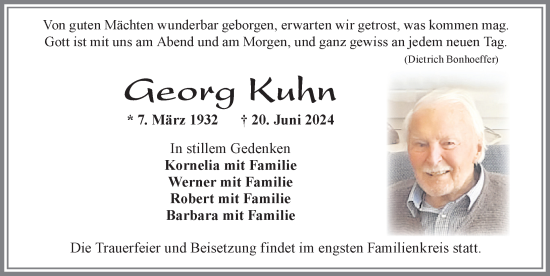 Traueranzeige von Georg Kuhn von Allgäuer Zeitung, Füssen