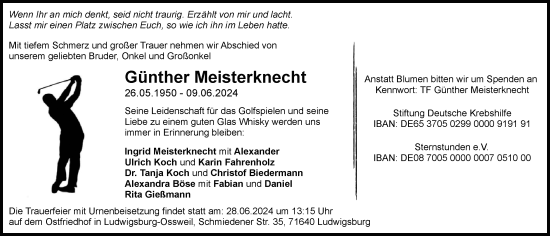 Traueranzeige von Günther Meisterknecht von Allgäuer Zeitung,Kempten