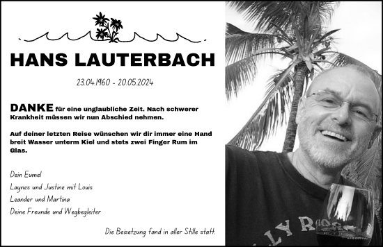 Traueranzeige von Hans Lauterbach von Allgäuer Zeitung, Füssen