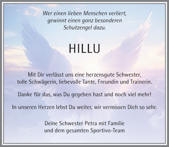 Traueranzeige von Hillu  von Allgäuer Zeitung,Kempten