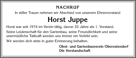 Traueranzeige von Horst Juppe von Allgäuer Zeitung, Kaufbeuren/Buchloe