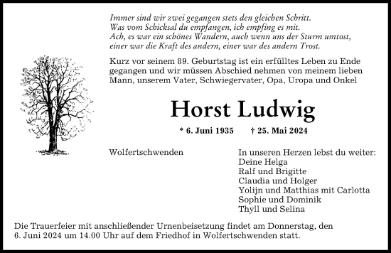 Traueranzeige von Horst Ludwig von Memminger Zeitung