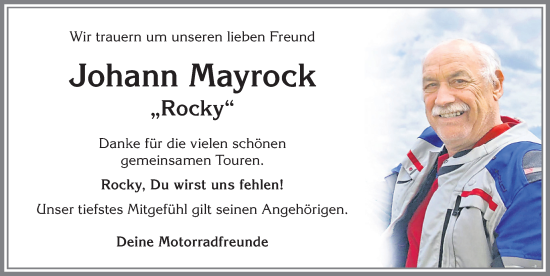 Traueranzeige von Johann Mayrock von Allgäuer Zeitung, Marktoberdorf