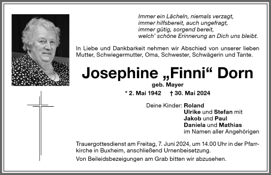 Traueranzeige von Josephine Dorn von Memminger Zeitung