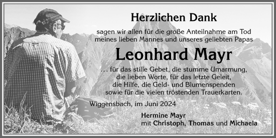 Traueranzeige von Leonhard Mayr von Allgäuer Zeitung,Kempten