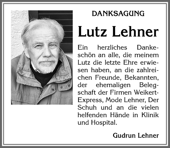 Traueranzeige von Lutz Lehner von Allgäuer Zeitung,Kempten