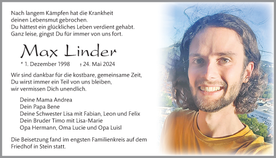 Traueranzeige von Max Linder von Allgäuer Anzeigeblatt