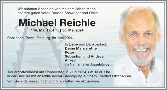 Traueranzeige von Michael Reichle von Memminger Zeitung