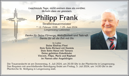 Traueranzeige von Philipp Frank von Allgäuer Zeitung, Füssen