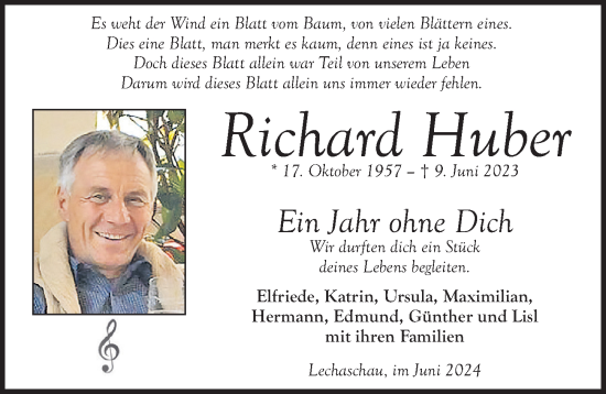 Traueranzeige von Richard Huber von Allgäuer Zeitung, Füssen