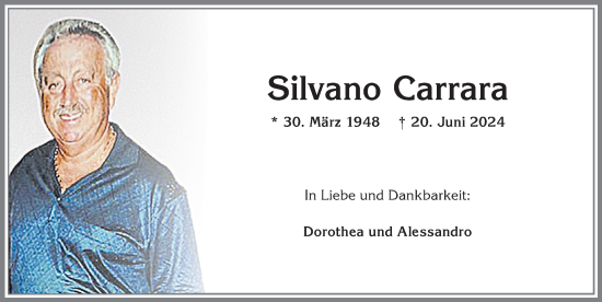 Traueranzeige von Silvano Carrara von Allgäuer Zeitung, Kaufbeuren/Buchloe