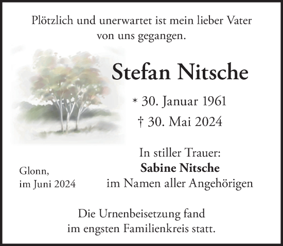 Traueranzeige von Stefan Nitsche von Allgäuer Anzeigeblatt