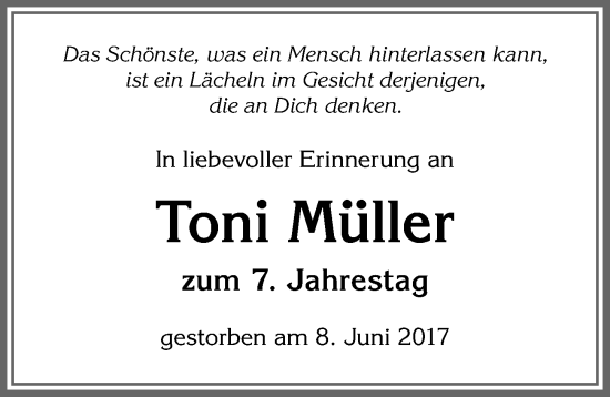 Traueranzeige von Toni Müller von Allgäuer Anzeigeblatt