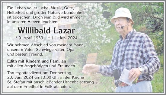 Traueranzeige von Willibald Lazar von Memminger Zeitung