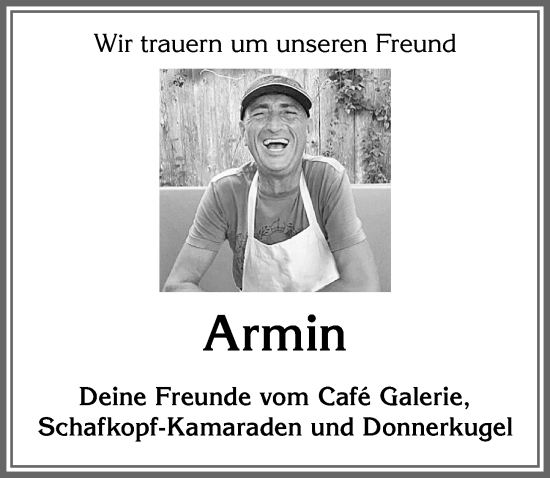 Traueranzeige von Armin  von Memminger Zeitung
