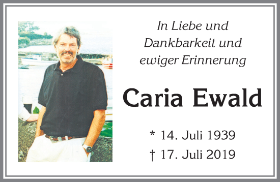 Traueranzeige von Caria Ewald von Allgäuer Zeitung, Kaufbeuren/Buchloe
