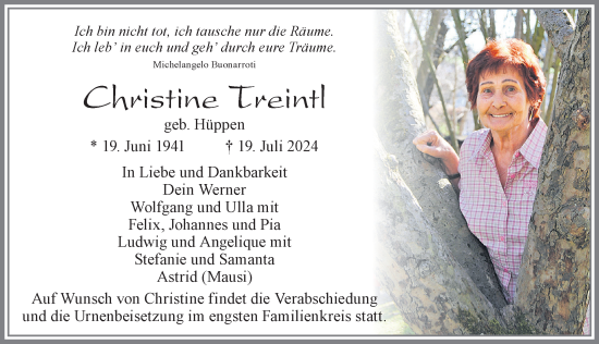 Traueranzeige von Christine Treintl von Allgäuer Zeitung, Kaufbeuren/Buchloe