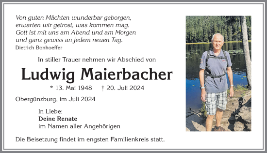 Traueranzeige von Ludwig Maierbacher von Allgäuer Zeitung, Marktoberdorf