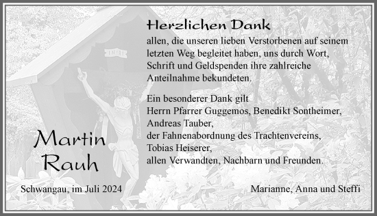 Traueranzeige von Martin Rauh von Allgäuer Zeitung, Füssen