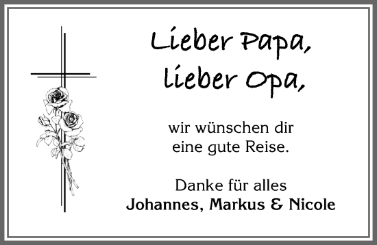 Traueranzeige von Papa  von Allgäuer Zeitung, Füssen