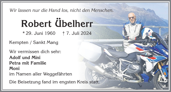 Traueranzeige von Robert Übelherr von Allgäuer Zeitung,Kempten