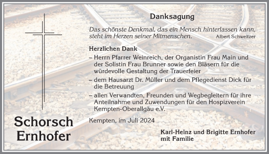 Traueranzeige von Schorsch Ernhofer von Allgäuer Zeitung,Kempten
