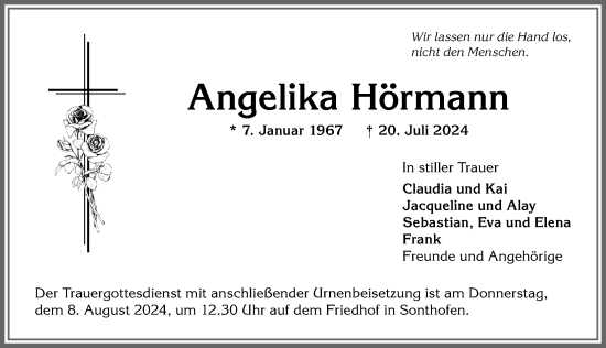 Traueranzeige von Angelika Hörmann von Allgäuer Anzeigeblatt