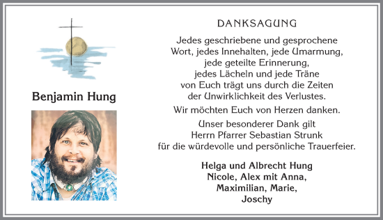 Traueranzeige von Benjamin Hung von Allgäuer Zeitung,Kempten