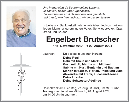 Traueranzeige von Engelbert Brutscher von Memminger Zeitung