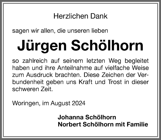 Traueranzeige von Jürgen Schölhorn von Memminger Zeitung