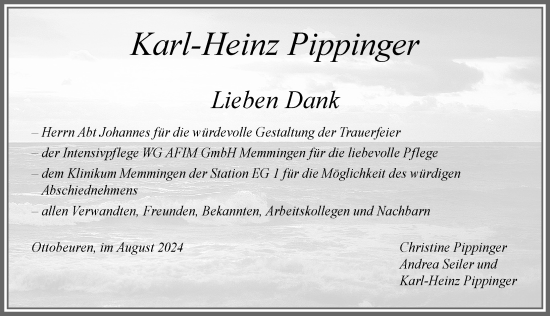 Traueranzeige von Karl-Heinz Pippinger von Memminger Zeitung