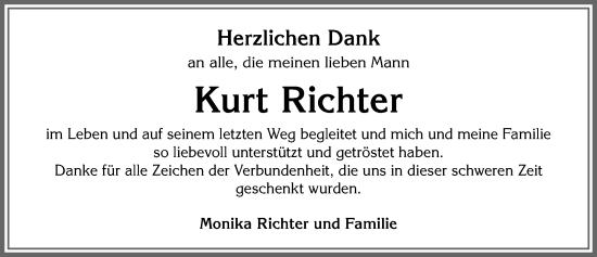 Traueranzeige von Kurt Richter von Allgäuer Zeitung, Marktoberdorf