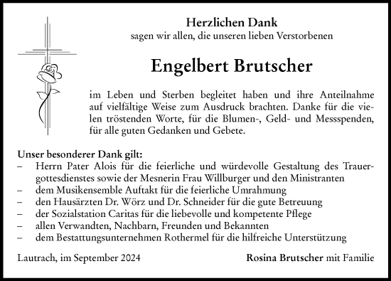 Traueranzeige von Engelbert Brutscher von Memminger Zeitung