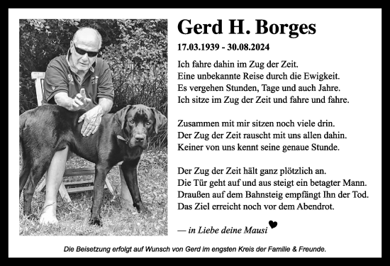Traueranzeige von Gerd H. Borges von Allgäuer Zeitung, Marktoberdorf