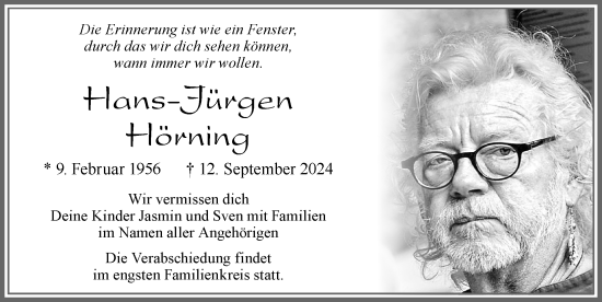Traueranzeige von Hans-Jürgen Hörning von Allgäuer Zeitung, Kaufbeuren/Buchloe