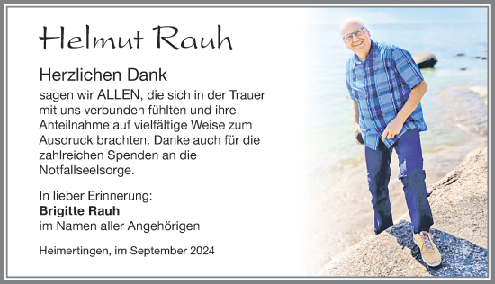 Traueranzeige von Helmut Rauh von Memminger Zeitung