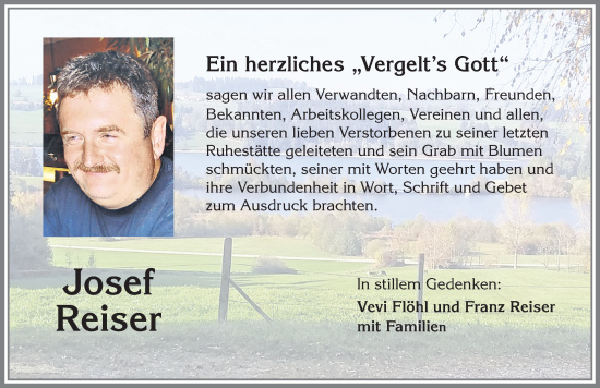 Traueranzeige von Josef Reiser von Allgäuer Zeitung,Kempten