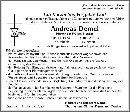 Traueranzeige von Andreas Demel von Allgäuer Zeitung,Kempten