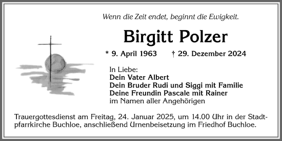 Traueranzeige von Birgitt Polzer von Allgäuer Zeitung, Kaufbeuren/Buchloe