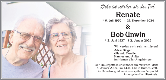 Traueranzeige von Bob Clnwin von Allgäuer Zeitung,Kempten