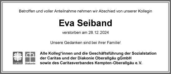 Traueranzeige von Eva Seiband von Allgäuer Anzeigeblatt