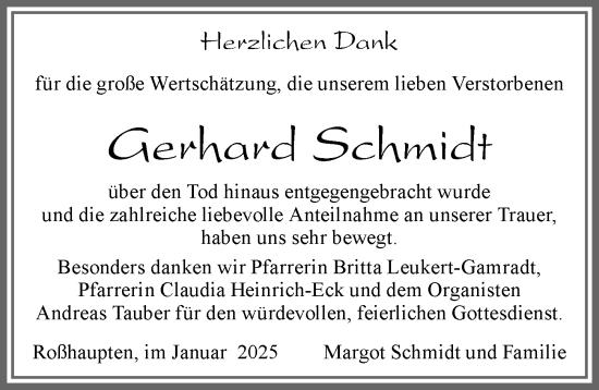 Traueranzeige von Gerhard Schmidt von Allgäuer Zeitung, Füssen