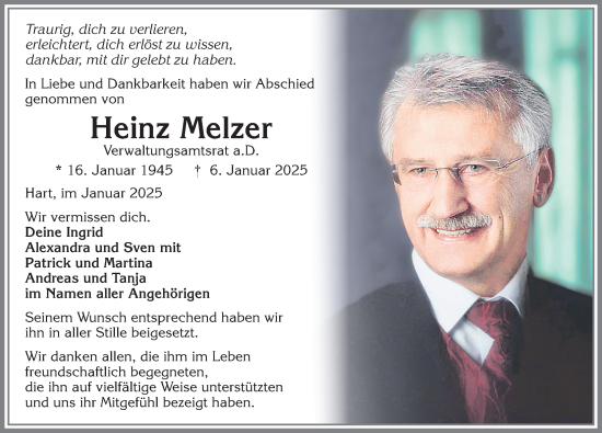 Traueranzeige von Heinz Melzer von Memminger Zeitung