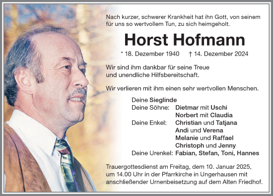 Traueranzeige von Horst Hofmann von Memminger Zeitung