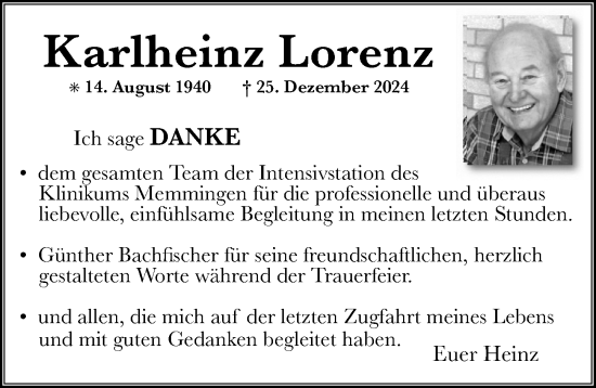 Traueranzeige von Karlheinz Lorenz von Memminger Zeitung
