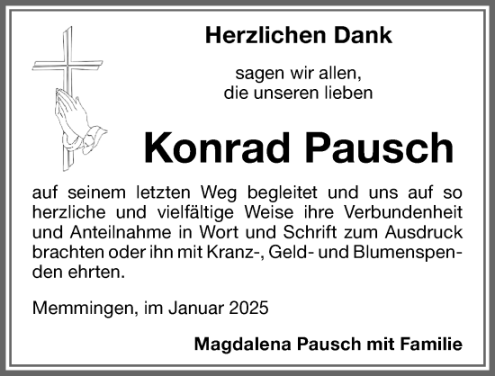 Traueranzeige von Konrad Pausch von Memminger Zeitung