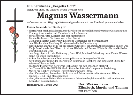 Traueranzeige von Magnus Wassermann von Allgäuer Zeitung, Marktoberdorf