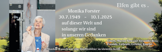 Traueranzeige von Monika Forster von Memminger Zeitung